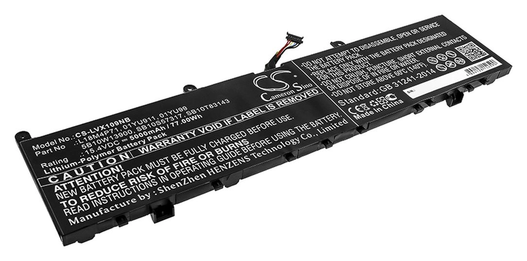 Аккумуляторная батарея CameronSino для Lenovo ThinkPad P1 2019, 15.4V, 5000mAh, 77Wh, черный (CS-LVX109NB)