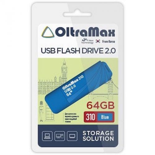 

Флешка 64Gb USB 2.0 OltraMax 310 OM-64GB-310-Blue, синий (OM-64GB-310-Blue), OM-64GB-310-Blue