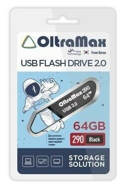 

Флешка 64Gb USB 2.0 OltraMax 290 OM-64GB-290-Black, черный (OM-64GB-290-Black), OM-64GB-290-Black