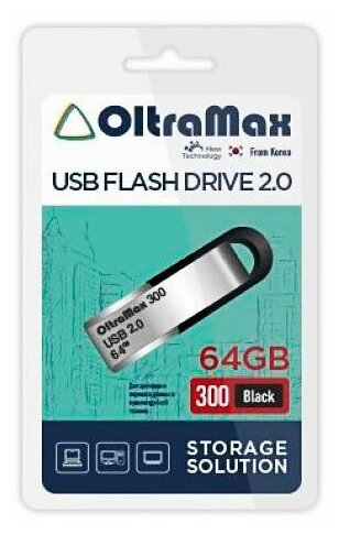 

Флешка 64Gb USB 2.0 OltraMax 300 OM-64GB-300-Black, черный (OM-64GB-300-Black), OM-64GB-300-Black