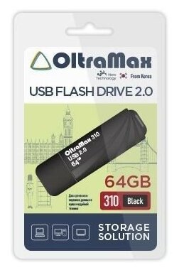 

Флешка 64Gb USB 2.0 OltraMax 310 OM-64GB-310-Black, черный (OM-64GB-310-Black), OM-64GB-310-Black