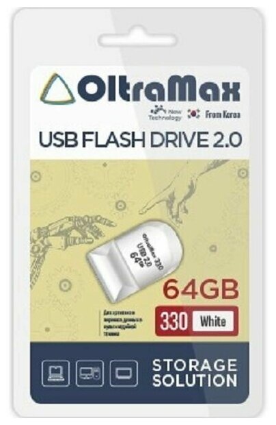 

Флешка 64Gb USB 2.0 OltraMax 330 OM-64GB-330-White, белый (OM-64GB-330-White), OM-64GB-330-White