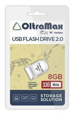 

Флешка 8Gb USB 2.0 OltraMax 330 OM-8GB-330-White, белый (OM-8GB-330-White), OM-8GB-330-White