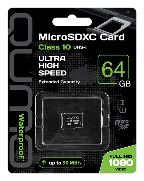 

Карта памяти 64Gb microSDXC Qumo Class 10 UHS-I (QM64GMICSDXC10U1NA), QM64GMICSDXC10U1NA