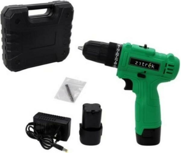 

Дрель-шуруповерт Zitrek Green 12-Li-ion Plus, аккумуляторный, 26 Н·м, 1300 об/мин, 12V, 1.5 А·ч, Li-Ion, два акб, быстрозажимной патрон, кейс, 1.4кг (063-4042), Green 12-Li-ion Plus