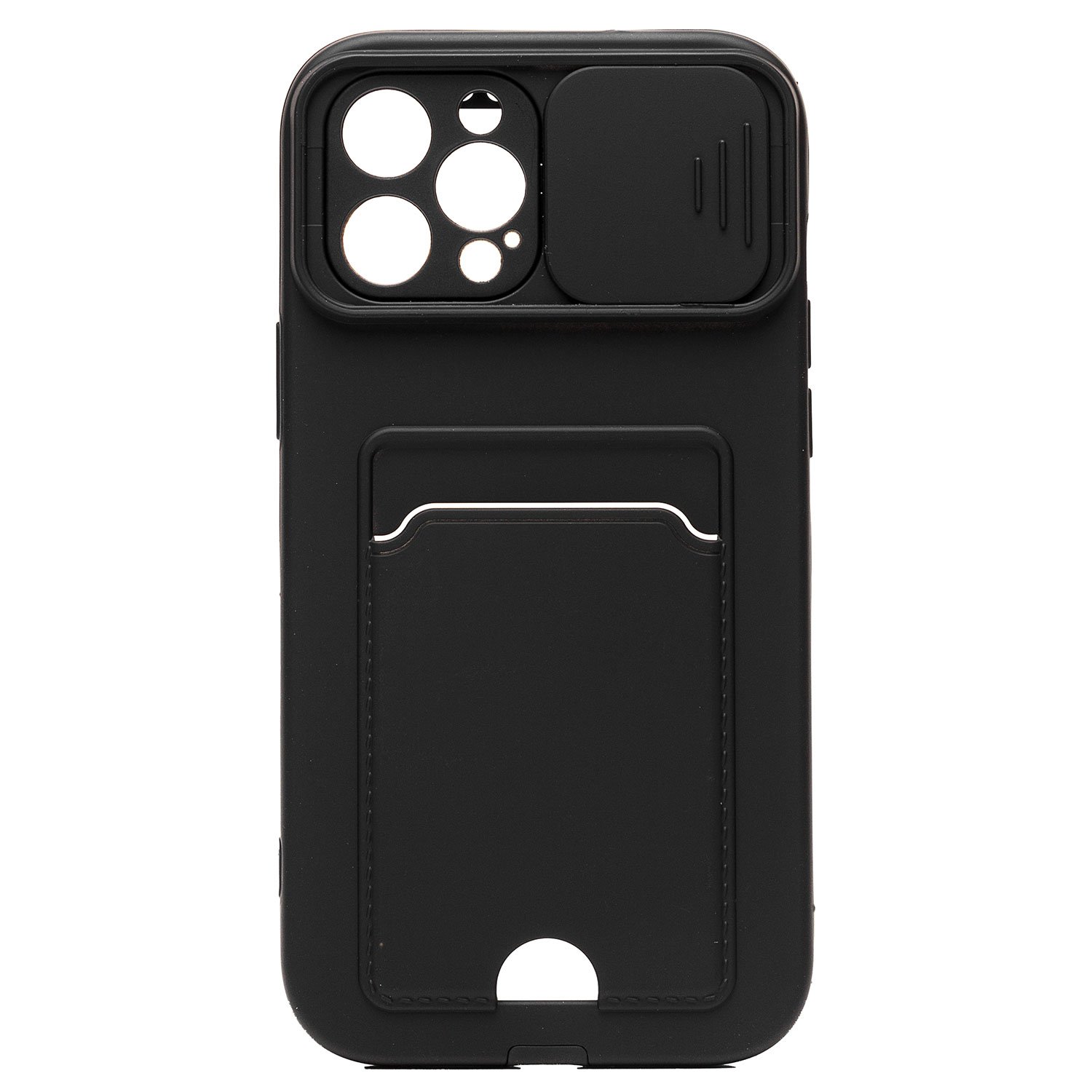 

Чехол-накладка с картхолдером для смартфона Apple iPhone 12 Pro Max, пластик, черный (206984)