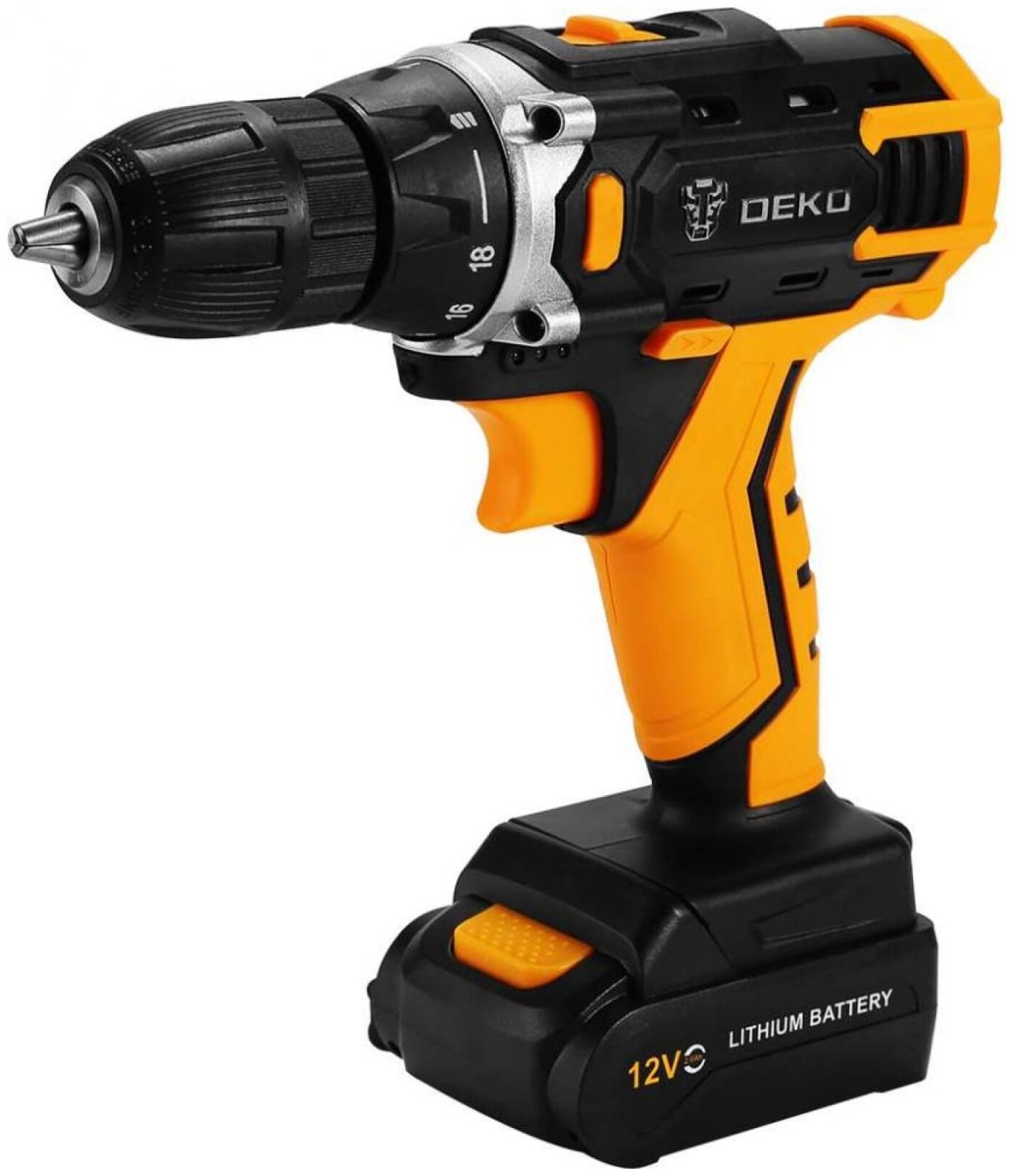 

Дрель-шуруповерт DEKO DKCD12FU-Li, аккумуляторный, 28 нм, 1350 об/мин, 12V, 1.5 А·ч, Li-Ion, быстрозажимной патрон, 1.1 кг (063-4131), DKCD12FU-Li