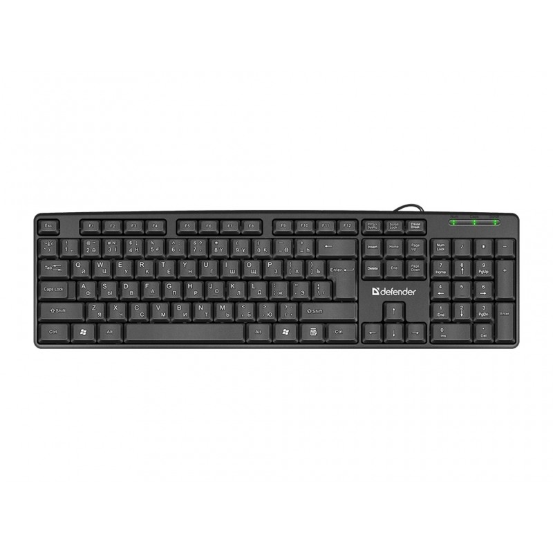 

Клавиатура проводная Defender Element HB-520 RU+KZ, мембранная, USB, черный (45527), Element HB-520 RU+KZ