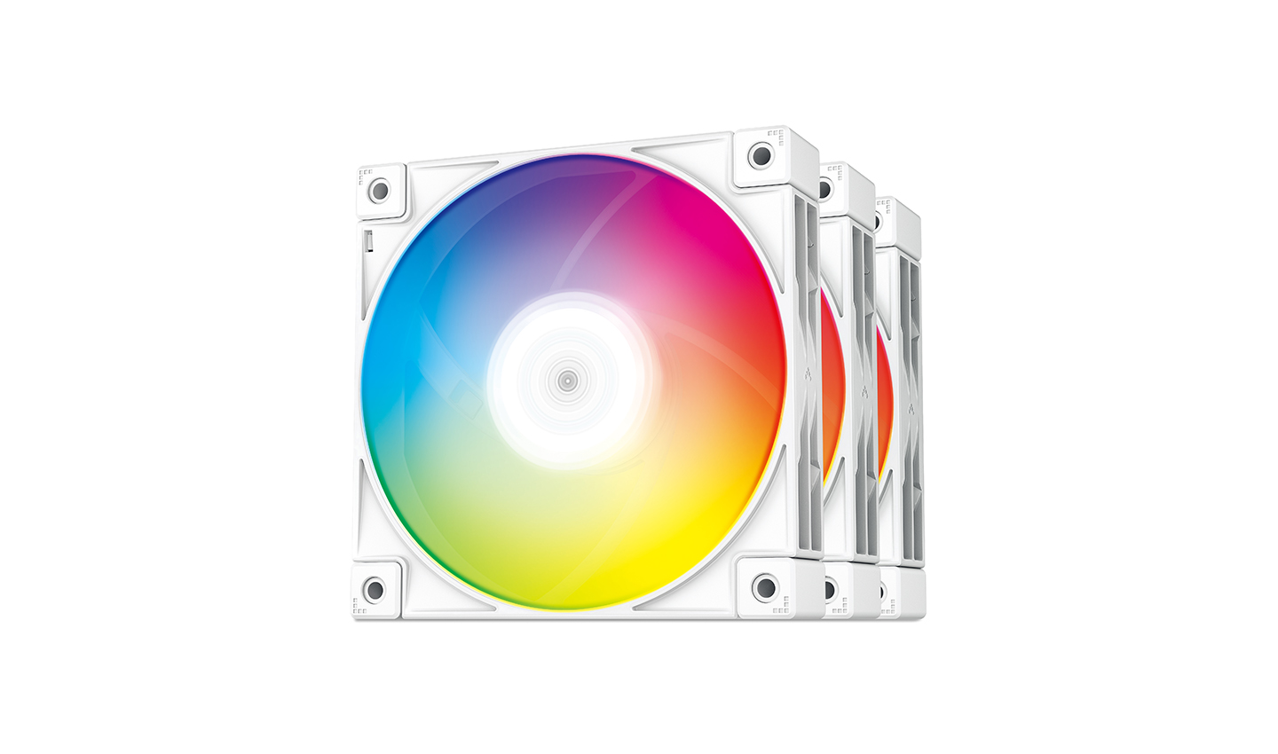 

Комплект вентиляторов Deepcool FC120 WHITE-3 IN 1, 120 мм, 1800rpm, 28 дБ, 4-pin PWM + 3-pin 5V ARGB, 3шт, белый, ARGB подсветка (R-FC120-WHAMN3-G-1), FC120 WHITE-3 IN 1