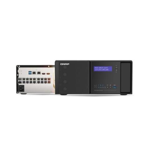 

Сетевой накопитель (NAS) QNAP GD-3014-16PT-8G, слоты 4x2.5"/3.5" SATA3, 2xM.2-SATA, 2x2.5Гбит/c, HDMI, 2xUSB 3.X, Intel Celeron J4125/4x2GHz, DDR4 8Gb, 250W, (GD-3014-16PT-8G), Черный, GD-3014-16PT-8G