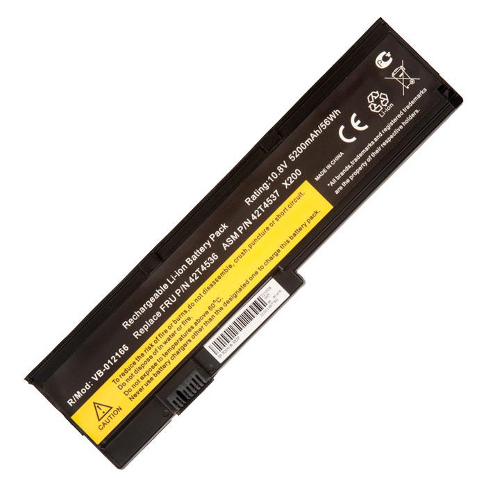 

Аккумуляторная батарея Lenovo 42T4536 для Lenovo ThinkPad X200, X200S, X201, X201i, 10.8V, 5200mAh, черный (832568), 42T4536