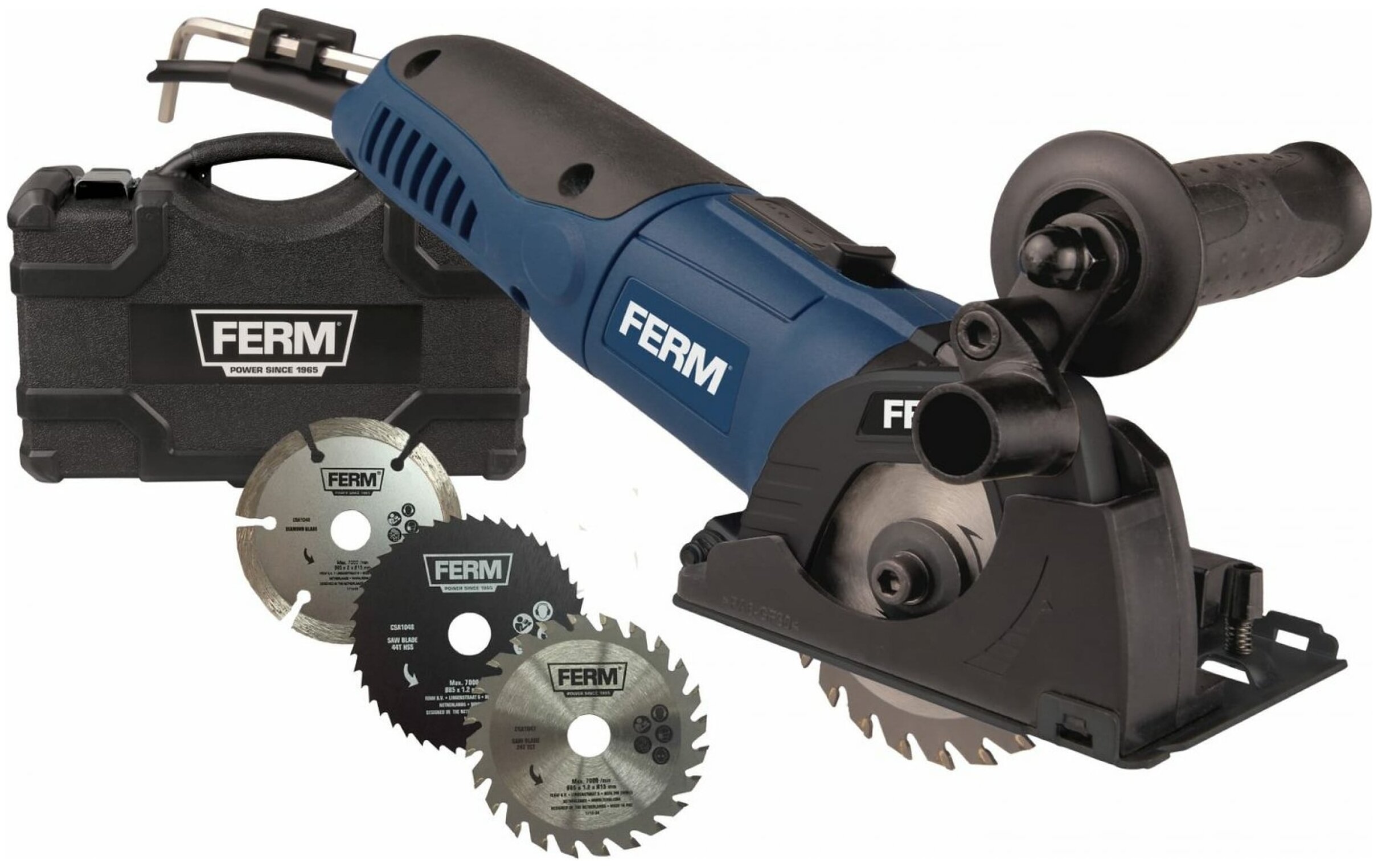 

Дисковая пила Ferm CSM1043, 500 Вт, 6500 об/мин, диаметр диска 8.5 см, CSM1043