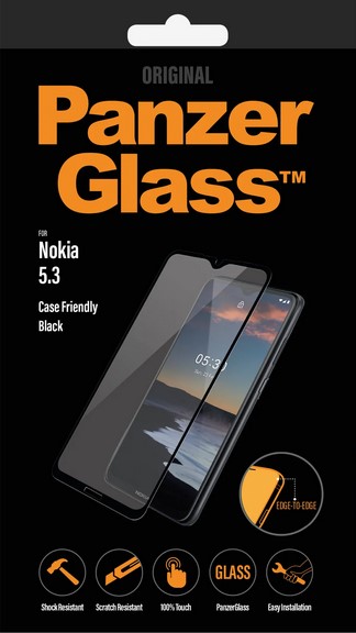 Защитное стекло PanzerGlass для экрана смартфона Nokia 5.3, FullScreen, черная рамка, 3D (PG-6777)