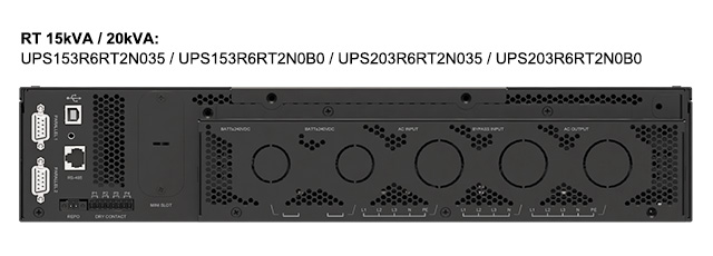 

ИБП Delta Electronics Amplon RT-20K3P, 20000 В·А, 20 кВт, клеммная колодка, USB, черный (UPS203R6RT2N035) (без аккумуляторов), RT-20K3P