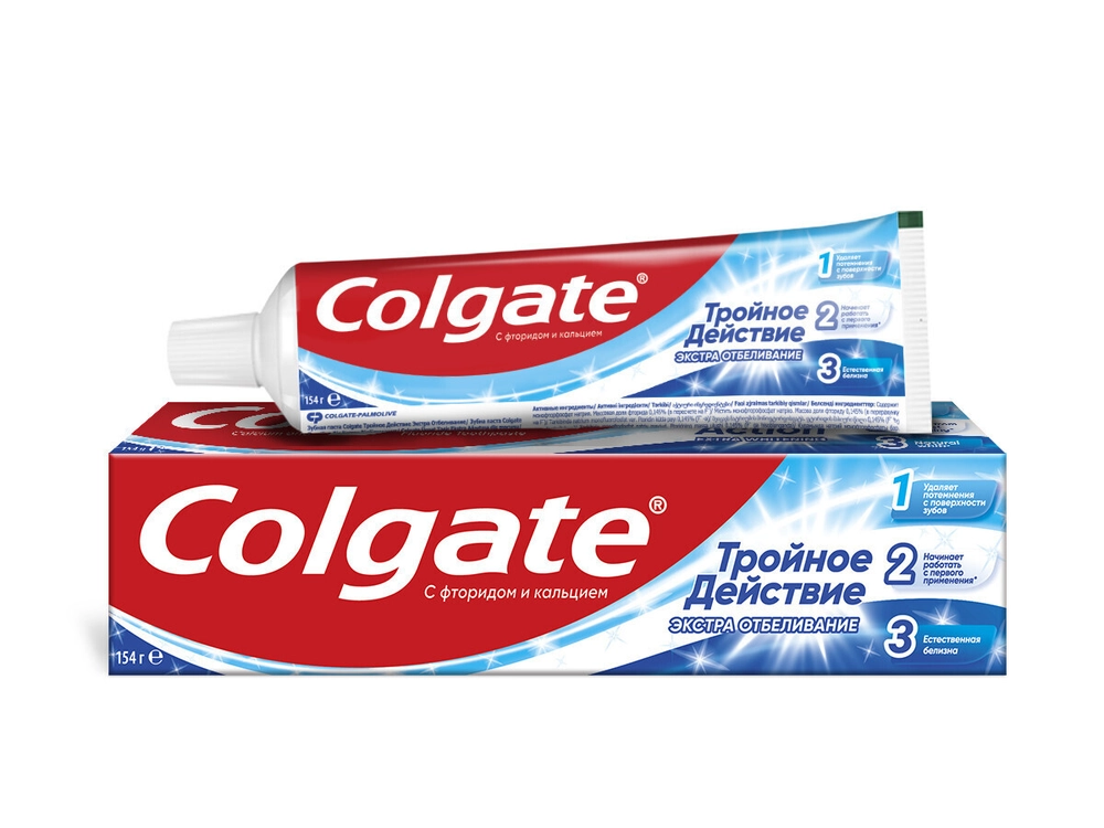 

Зубная паста Colgate Тройное действие экстра отбеливание 100мл, Тройное действие экстра отбеливание