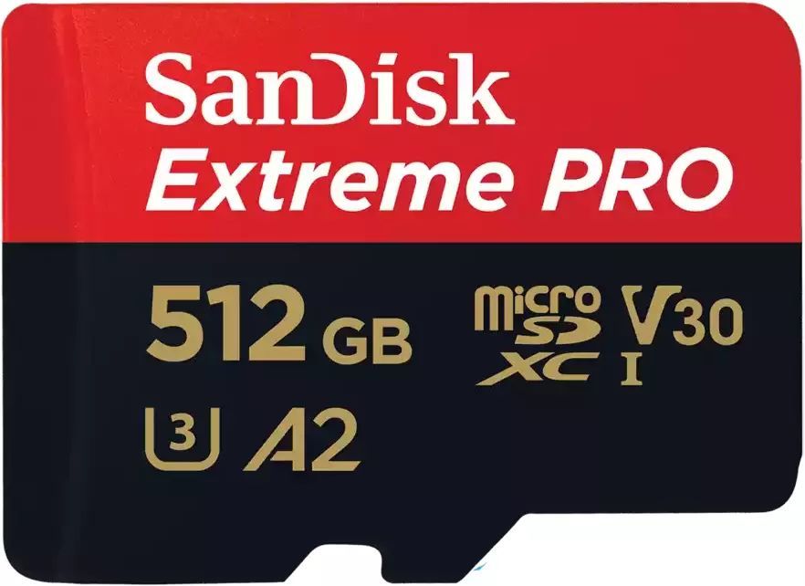Карта памяти 512Gb microSDXC Sandisk Extreme Pro Class 10 UHS-I U3 V30 A2 + адаптер (SDSQXCD-512G-GN6MA)