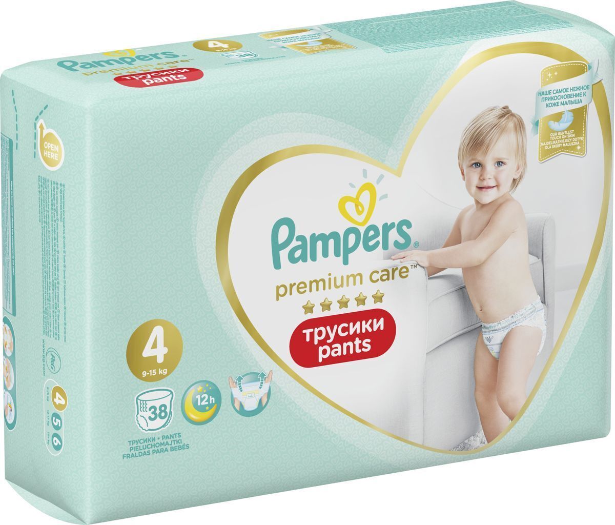 

Детские подгузники-трусики Pampers Premium Care Pants 4, 9-15 кг, 38 шт
