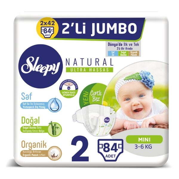 

Детские подгузники Sleepy Natural Double Jumbo Pack 2, 3-6 кг, 84 шт