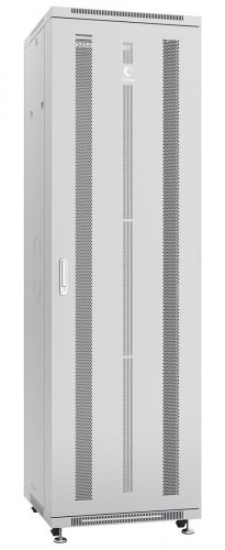 Шкаф телекоммуникационный напольный 42U 800x1000 мм, перфорация/металл, серый, разборный, Cabeus (ND-05C-42U80/100)
