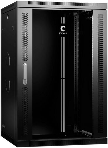 Шкаф телекоммуникационный настенный 18U 600x350 мм, стекло/металл, черный, разборный, Cabeus Actassi VDA SH-05F-18U60/35-R-BK (SH-05F-18U60/35-R-BK)