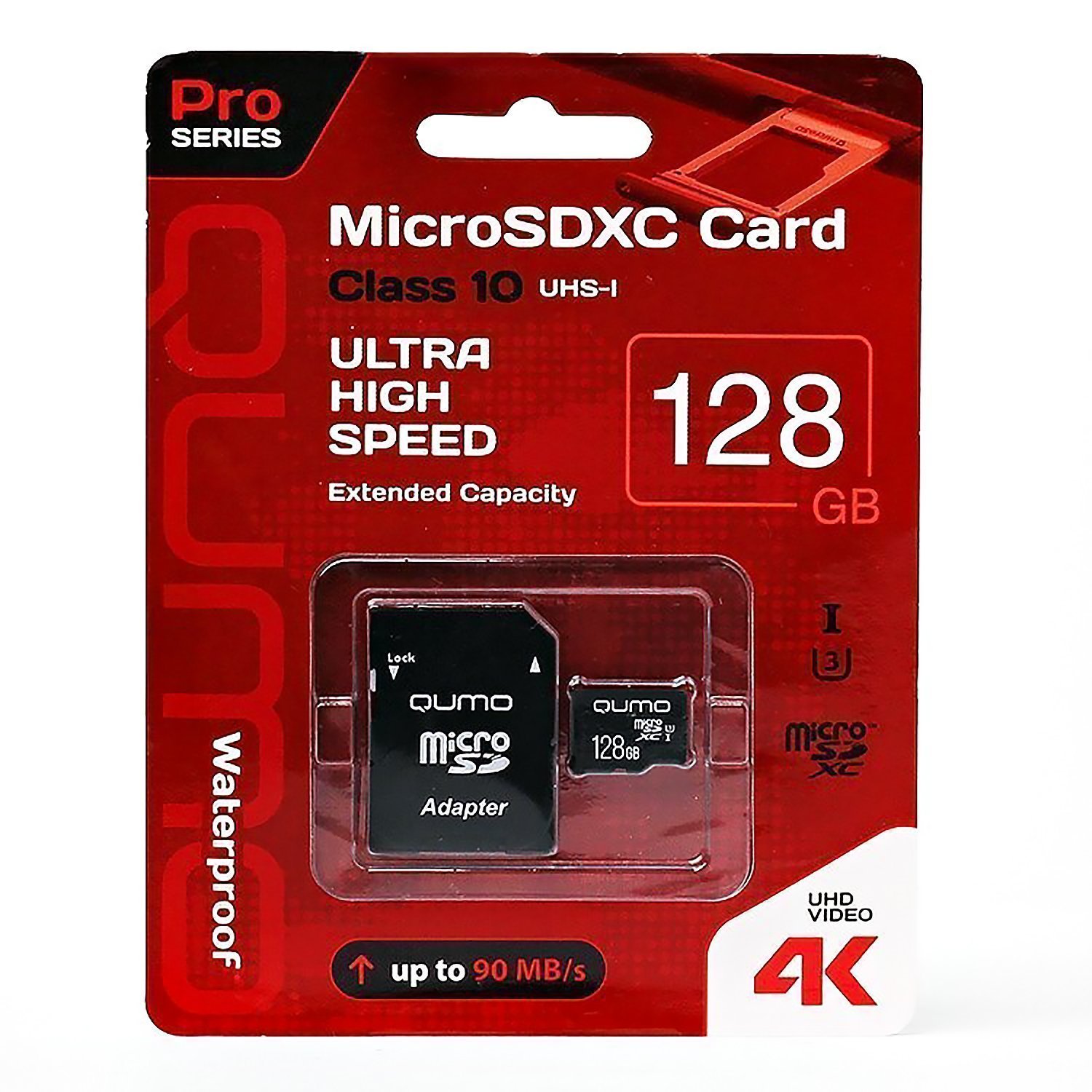 Карта памяти 128Gb microSDXC Qumo Pro Series Class 10 UHS-I U3 + адаптер (0)