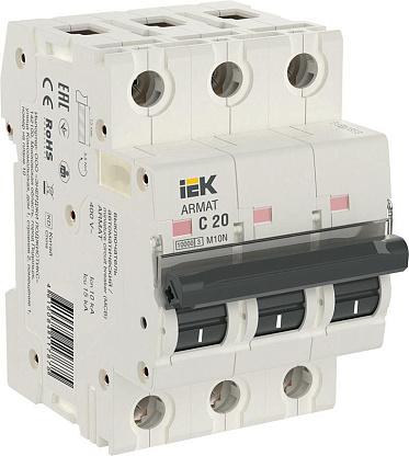 

Выключатель автоматический IEK M10N Armat трехполюсный (3P/3П) 20A C - (AR-M10N-3-C020), M10N