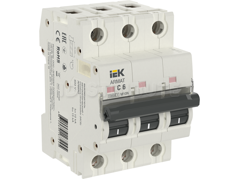 

Выключатель автоматический IEK M10N Armat трехполюсный (3P/3П) 6A C - (AR-M10N-3-C006), M10N
