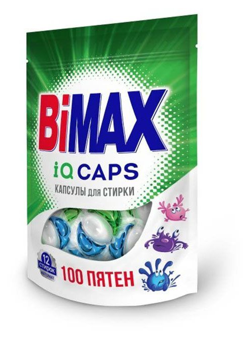 

Капсулы для стирки BiMax 100 пятен, для белых тканей, 12шт, 100 пятен