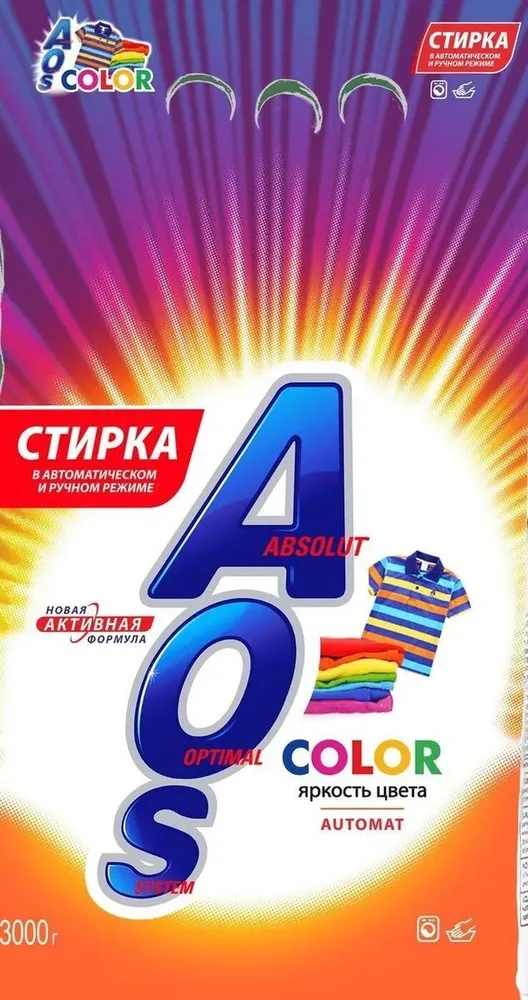 Стиральный порошок AOS Color, для цветного белья, 3кг