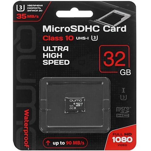 Карта памяти 32Gb microSDHC Qumo Class 10 UHS-I U3 (0)