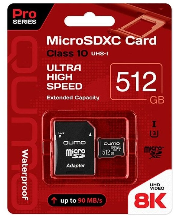 

Карта памяти 512Gb microSDXC Qumo Pro Series Class 10 UHS-I U3 + адаптер (0)