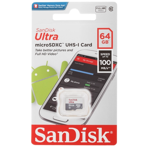 

Карта памяти 64Gb microSDXC Sandisk Ultra Class 10 UHS-I (0)