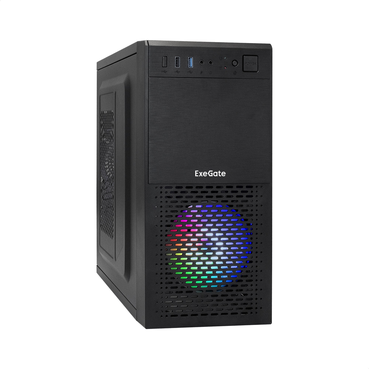 Корпус ExeGate mEVO-7807, mATX, Mini-Tower, USB 3.0, RGB подсветка, черный, без БП (EX292981RUS)