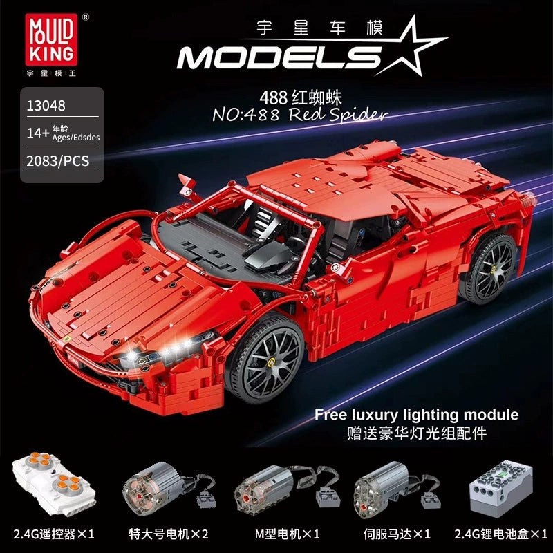 

Конструктор MOULD KING Red Ferrari 488, деталей: 2083 (13048), Red Ferrari 488
