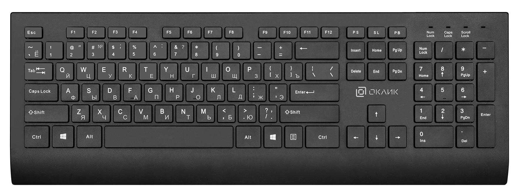 Клавиатура проводная Oklick 155M, мембранная, USB, черный (1678057)