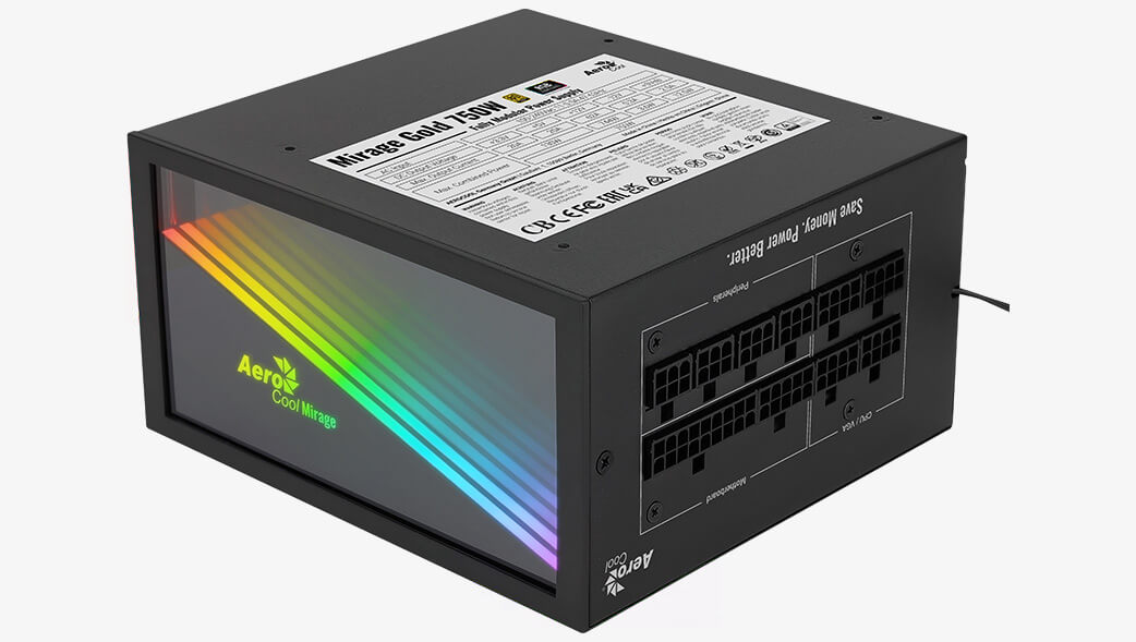 

Блок питания 750 Вт ATX AeroCool Mirage Gold 750W Fully Modular, 120 мм, 80 Plus Gold, Retail (Mirage Gold 750W FM), Mirage Gold 750W Fully Modular