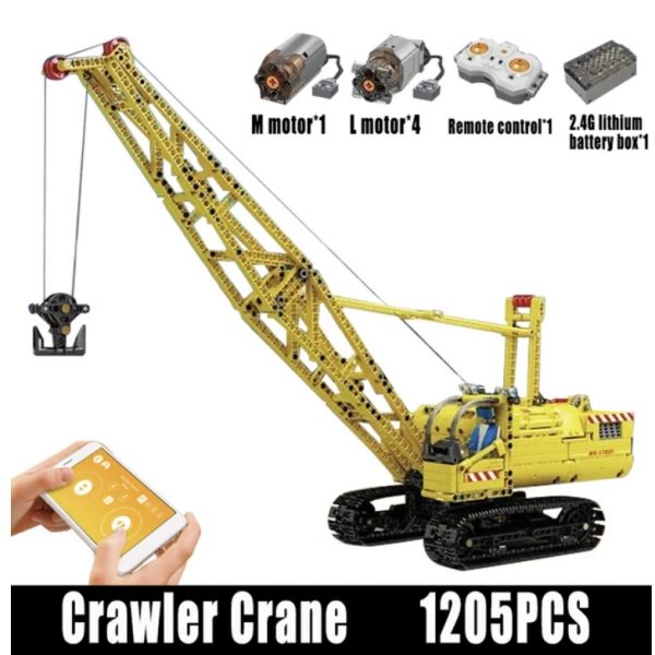 

Конструктор MOULD KING High-Tech Motorized Crawler Crane, деталей: 1205 (17001), High-Tech Motorized Crawler Crane