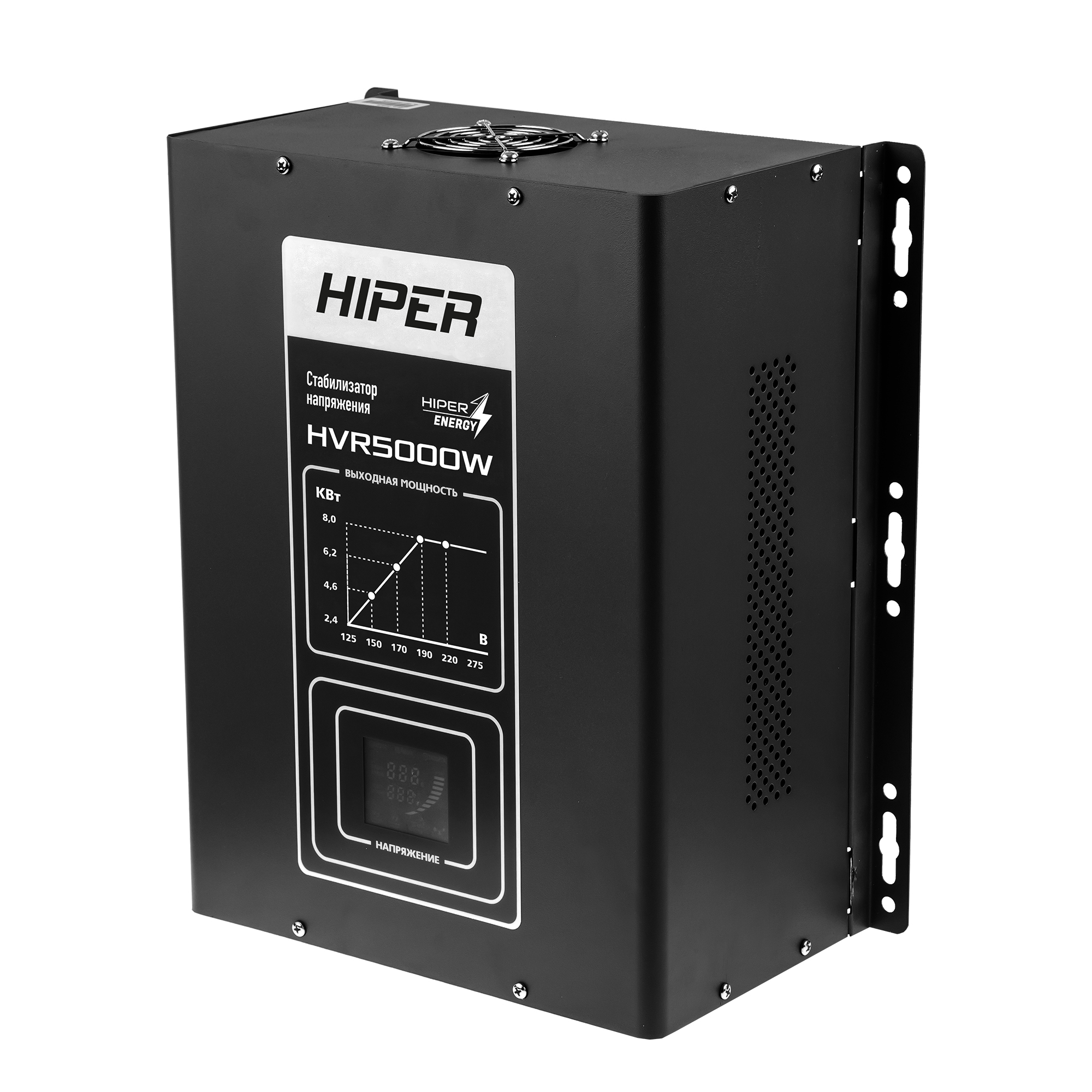 

Стабилизатор напряжения Hiper HVR5000W, 5000 VA, 4 кВт, клеммная колодка, черный/серый, HVR5000W
