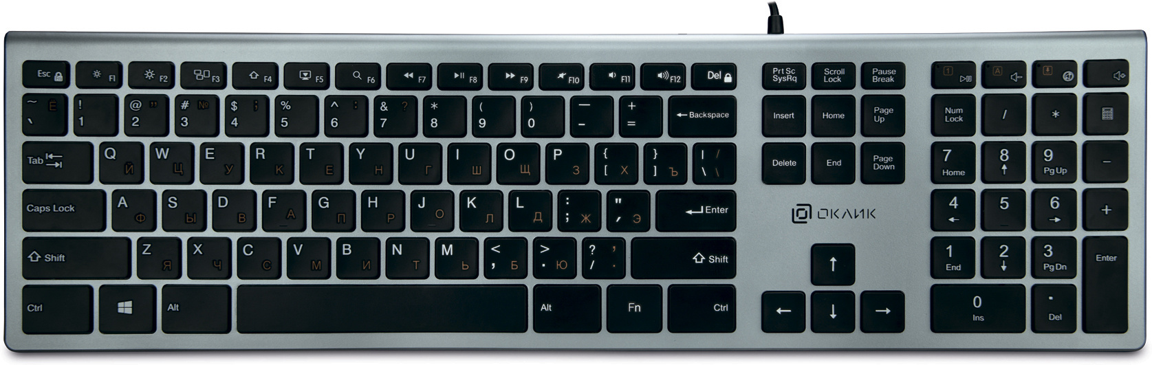 Клавиатура Oklick 890S, USB, серый/черный (1784239)