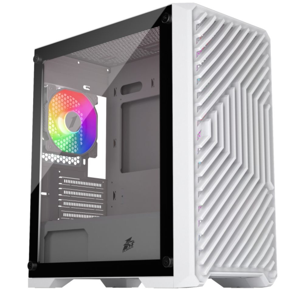 

Корпус 1STPLAYER TRILOBITE T5, mATX, Midi-Tower, 2xUSB 3.0, RGB подсветка, белый, без БП (T5-WH-4F1-W), TRILOBITE T5