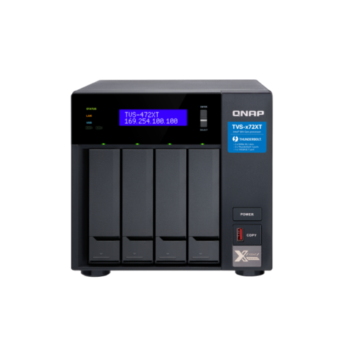 

Сетевой накопитель (NAS) QNAP TVS-472XT-i5-4G, слоты 4x2.5"/3.5" SATA3, 2xM.2-PCI-E, 2x1 Гбит/с + 1x10 Гбит/с, HDMI, 5xUSB 3.X, Intel Core i5-8400T/6x1.7GHz, DDR4 4Gb, 250W, (TVS-472XT-i5-4G), TVS-472XT-i5-4G