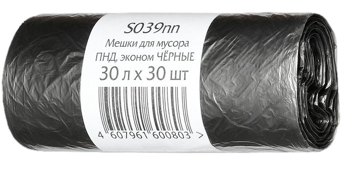 

Мешки для мусора 30л, 30шт., черный (S039NN), 0