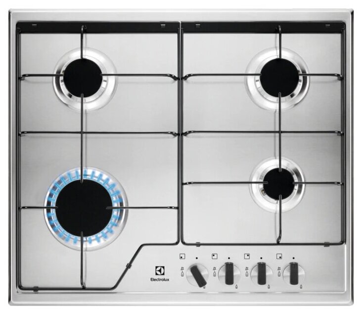

Газовая варочная панель ELECTROLUX GPE262MX 4 конфорки, серебристый (GPE262MX), GPE262MX