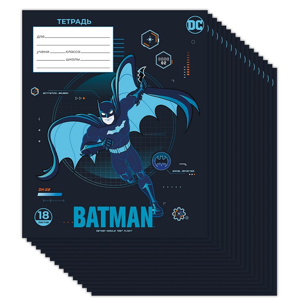 

Тетрадь линейка A5 18 листов, скрепка - ассорти DC COMICS (DCTL18-002), DC COMICS