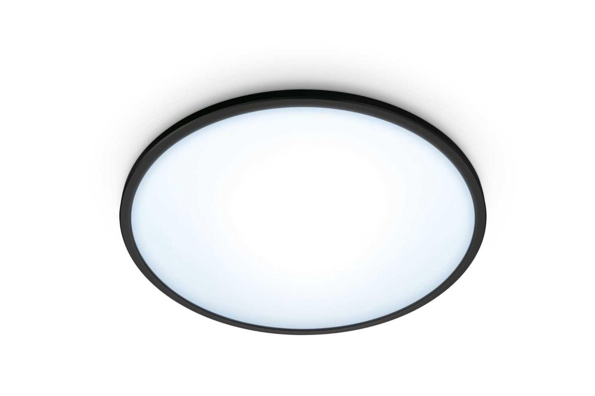 Умный потолочный светильник WiZ SuperSlim Ceiling, 16W B RD 27-65K TW, белый/черный (929002685201), цвет белый/черный