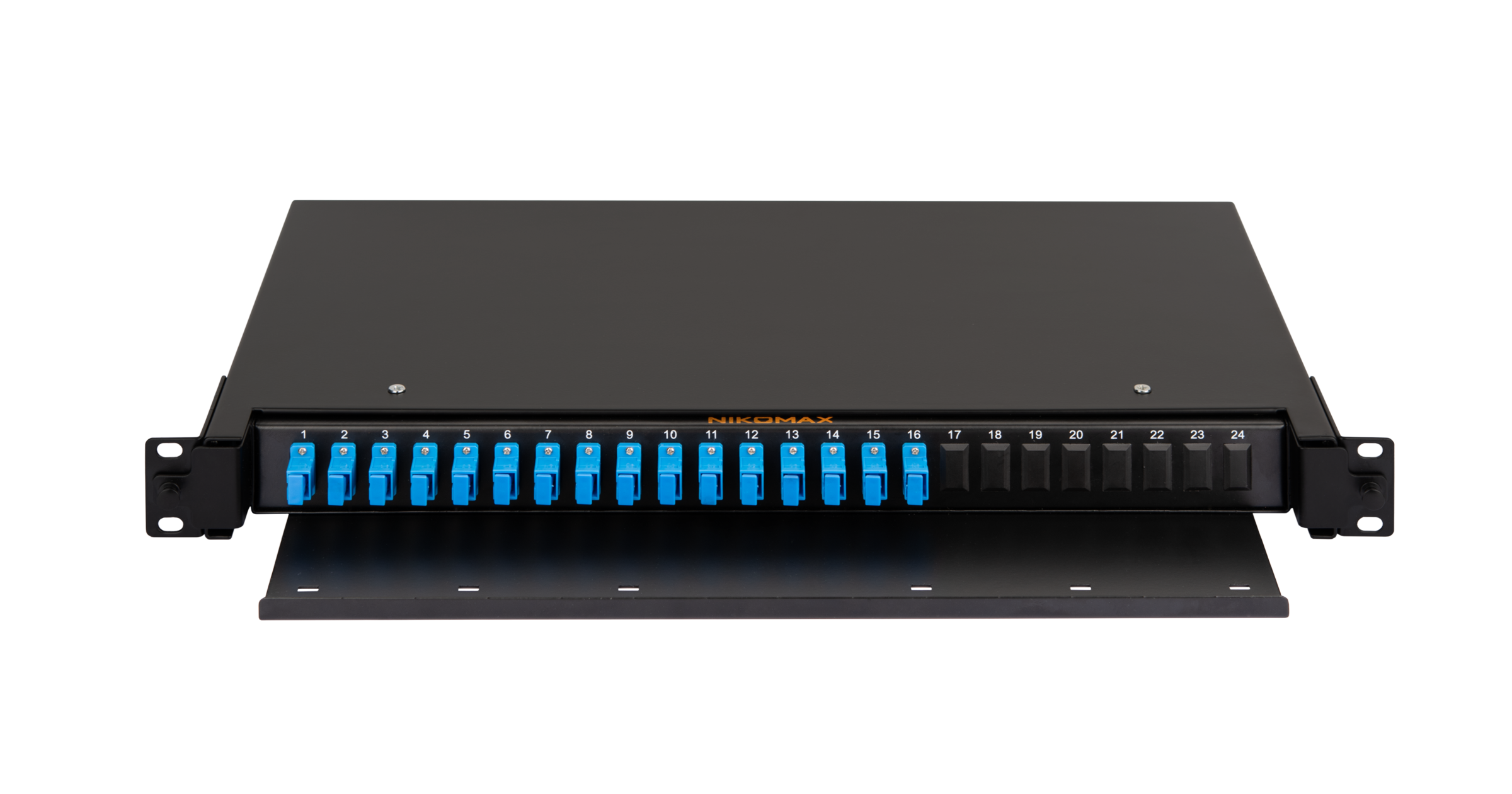 

Кросс оптический NIKOMAX Premium Line, 1U, в стойку 19", 16шт.xSC/UPC, 9/125мкм OS2, выдвижной, со съёмной полкой, черный, в комплекте: адаптеры, монтажные шнуры 1м, сплайс-кассета с крышкой, гильзы, заглушки, черный (NMF-RP16SCUS2-TS-P1-1U-BK), Premium L