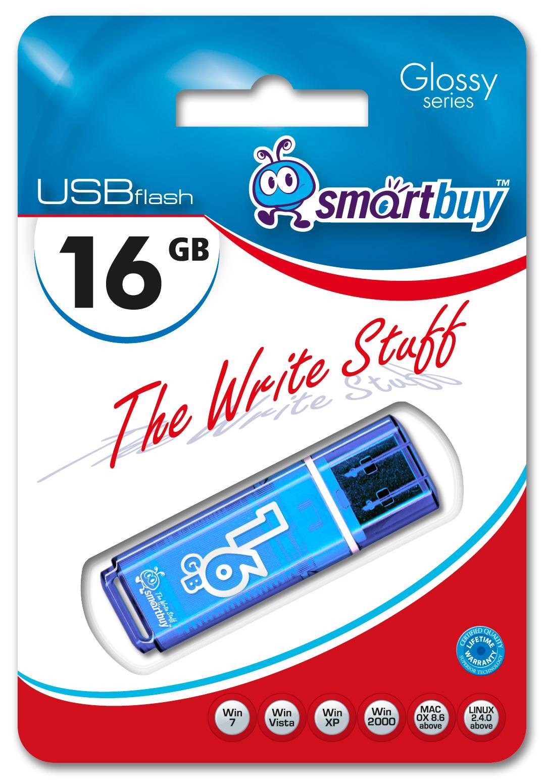 

Флешка 16Gb USB 2.0 SmartBuy Glossy Glossy, синий (SB16GBGS-B), Glossy