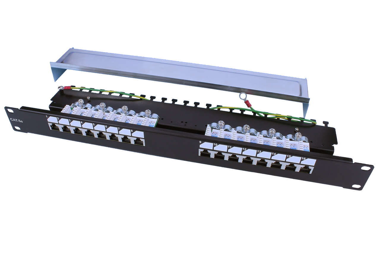 

Патч-панель в шкаф 19" 1U, порты: 16 x RJ-45, экранированная, органайзер, черный, Hyperline (PP3-19-16-8P8C-C5E-SH-110D)