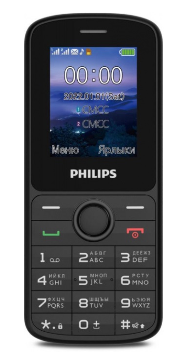 

Мобильный телефон Philips E2101, 1.77" 160x128 TFT, BT, 2-Sim, 1000 мА·ч, micro-USB, черный (CTE2101BK/00), E2101