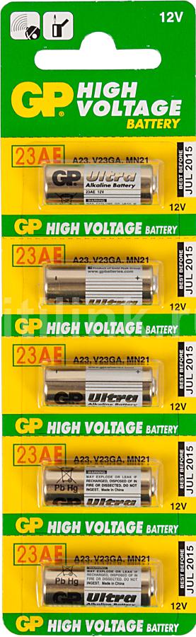 

Батарейка GP Ultra, 23AE, 12V, 5 шт, Золотистый/белый